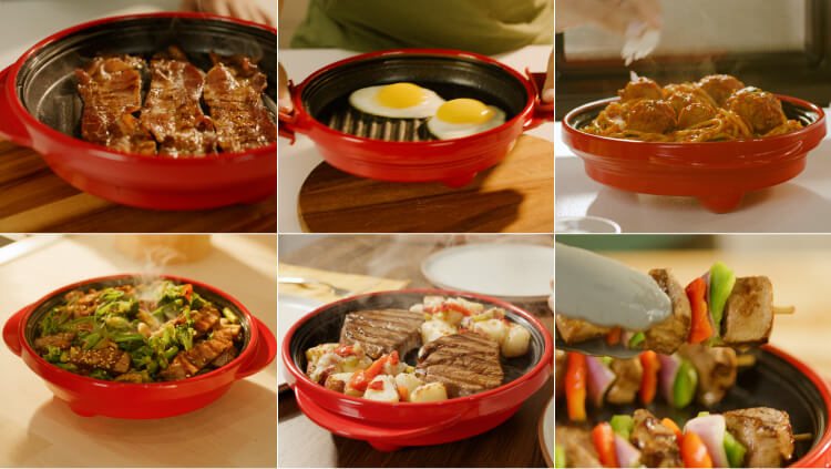 Grid of different meals cooked in the Turbo Grill